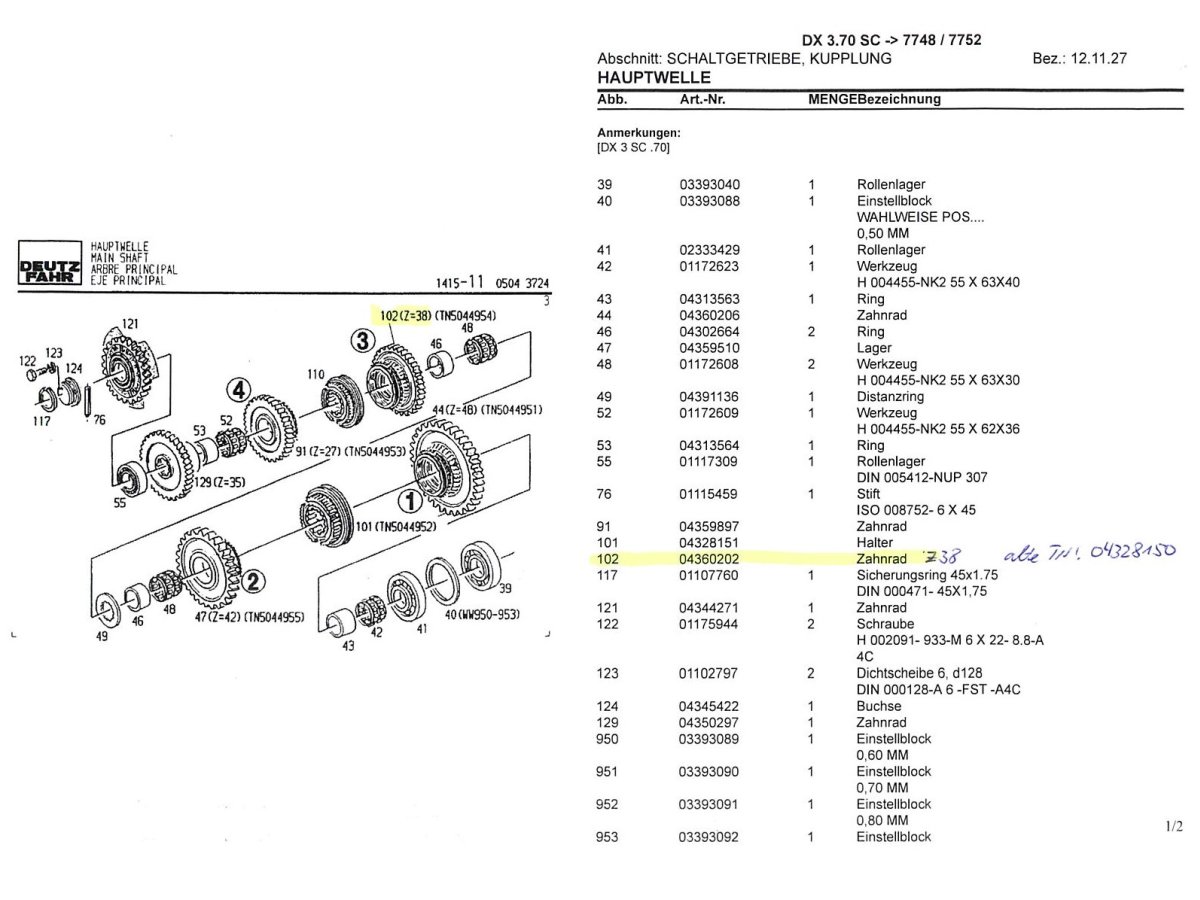 Deutz DX 110 Traktor Schlepper Ersatzteilliste 1981 Original Ersatzteilkatalog 